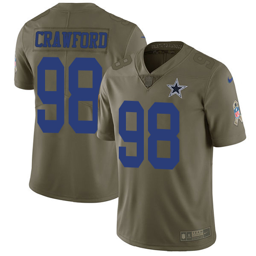 Nike Cowboys #98 Tyrone Crawford Olive Men's Stitched NFL Limited Salute To Service Jersey - Click Image to Close